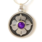 Four-Petal Lotus Pendant with Amethyst, 18k Gold Plate accent