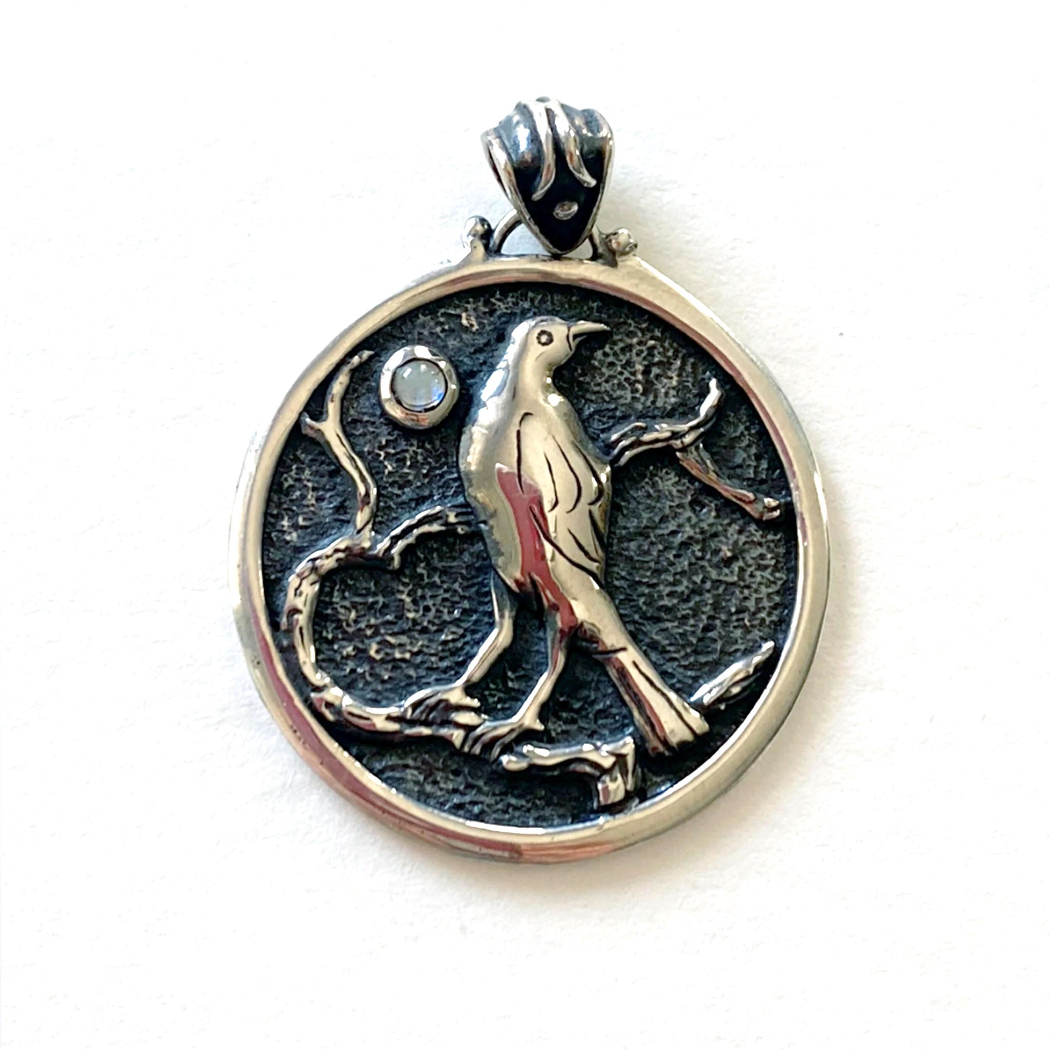 Bird Pendant with Rainbow Moonstone