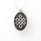 Eternal Tibetan Knot Pendant Rainbow Moonstone - Endless front