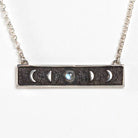 Phases of the Moon Bar Necklace with Rainbow Moonstone