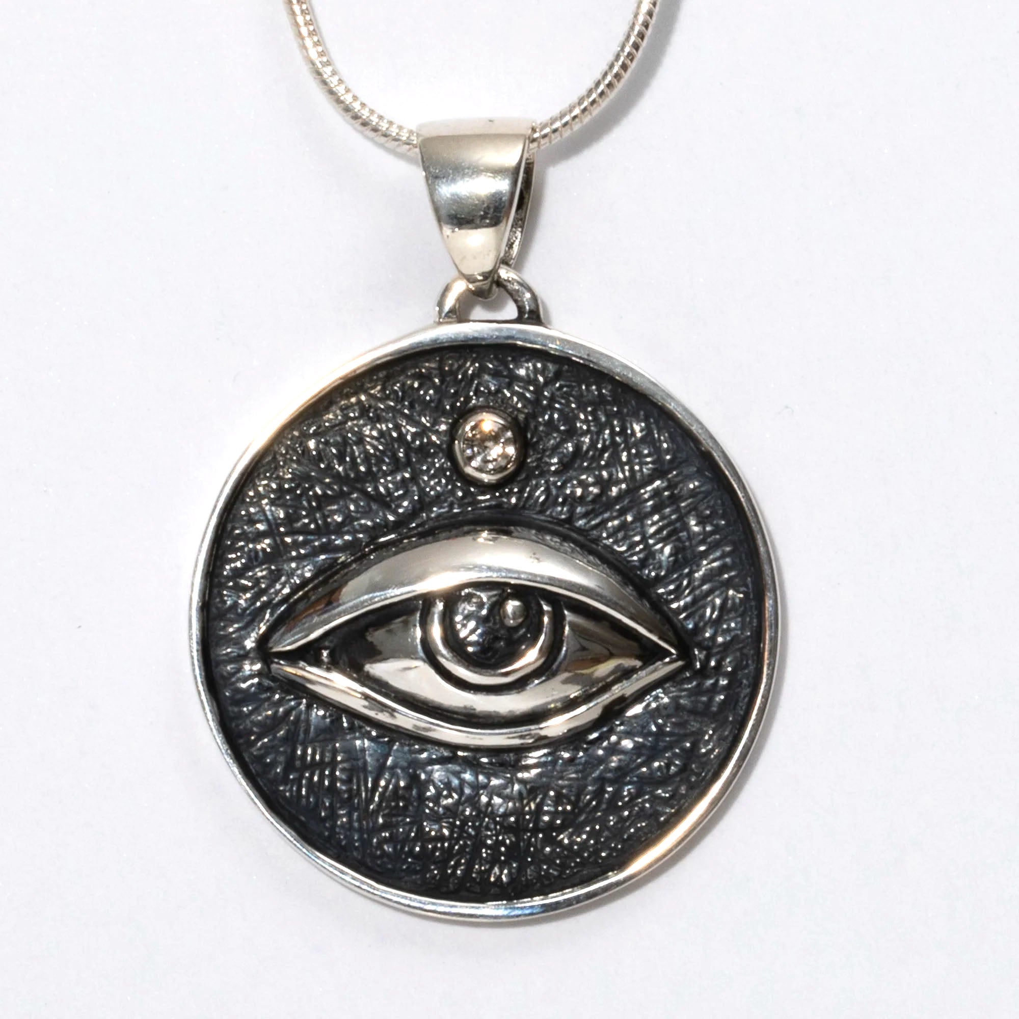 Protection Eye Oval Pendant with Diamond
