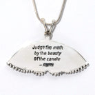 Moth Pendant with Peridot Oval and Quote on back back