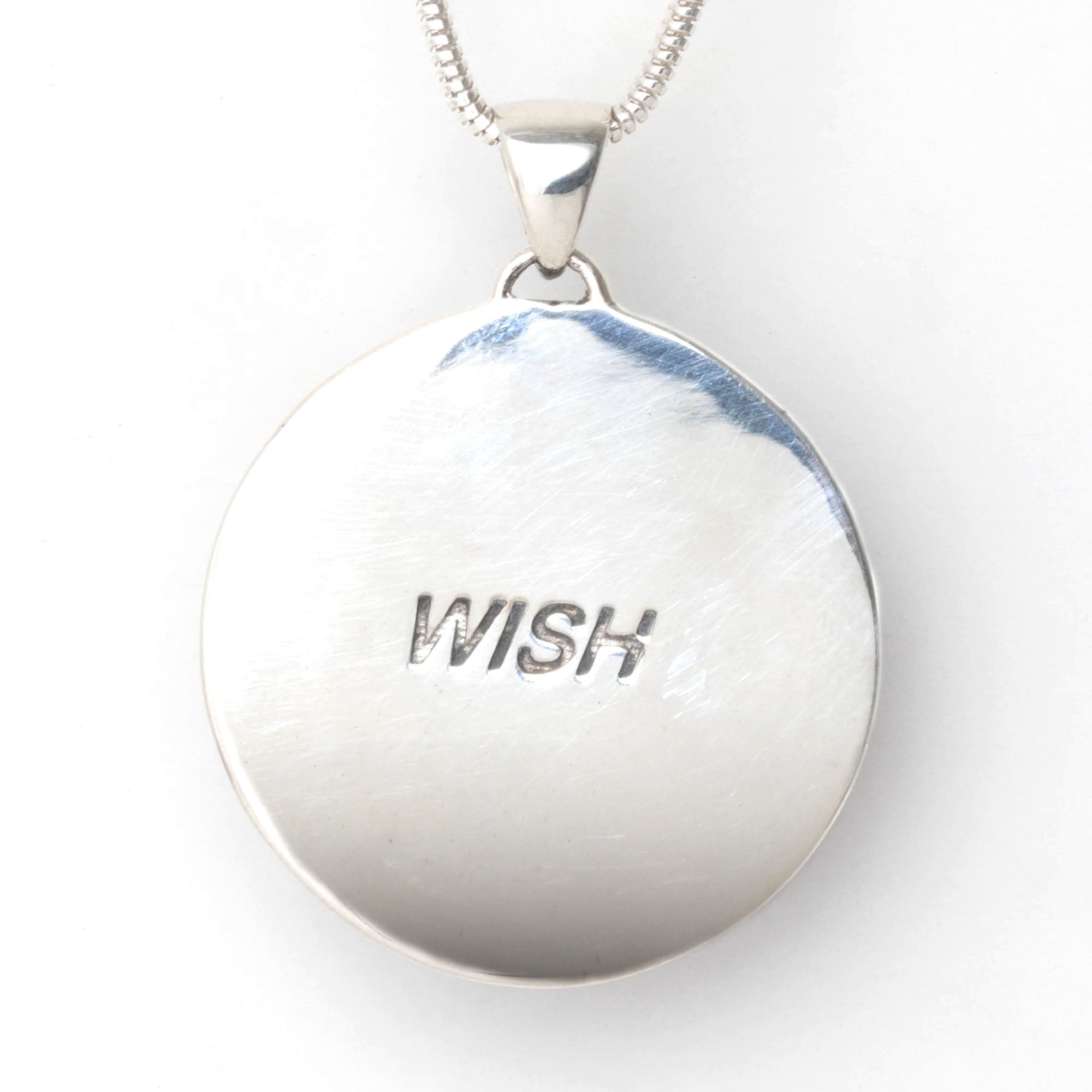 Dandelion Wish Pendant with Rainbow Moonstone back