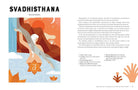 Illustration of a person in a meditative pose with text about Svadhishthana, a chakra in Hindu philosophy.