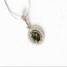Moldavite and White Topaz Faceted Pendant for Awakening & Clear Insight