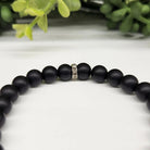 Hematite & Obsidian Matte 6mm Smooth Bead Stretch Bracelet Side View