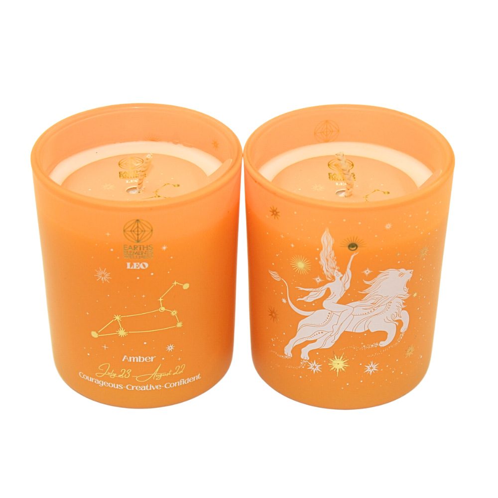 Orange Leo Zodiac Candle Amber Scent