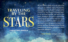 Book back cover of 'Traveling by the Stars' by Christine Rakela with celestial background