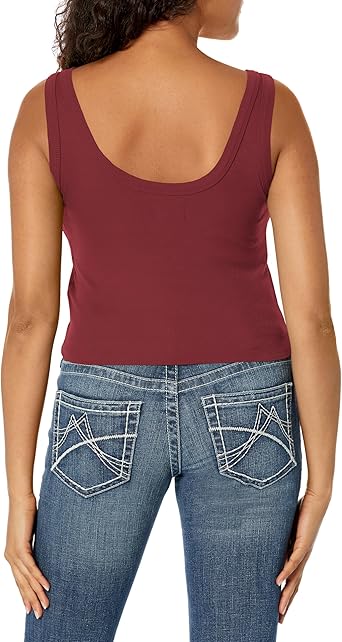 Maroon Rib Knit Crop Tank Back View