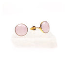 With Love Round Rose Quartz Stud Earrings