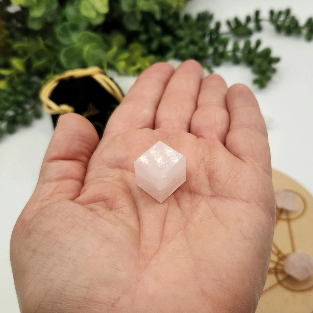 Rose Quartz 7 Piece Geometric Set  on Hand