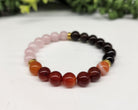 (Grief & Loss) Carnelian Banded, Rose Quartz and Quartz Smoky 8mm Smooth Bead St Full View