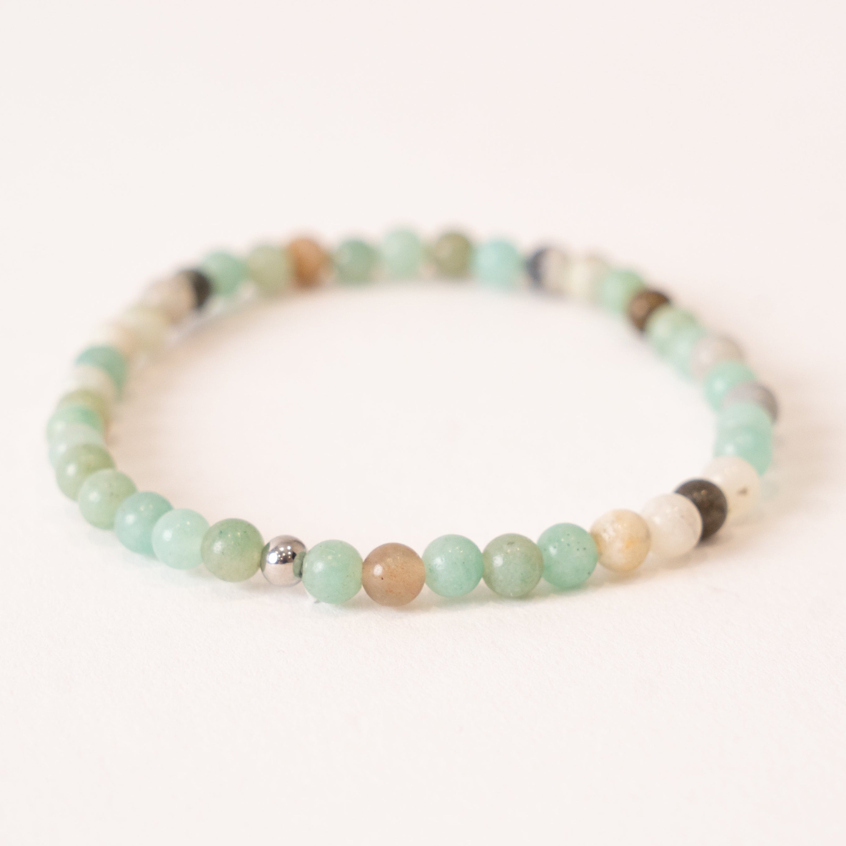 Amazonite Smooth Bead Stretch Bracelet