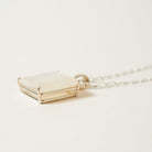 Rainbow Moonstone Square Cut Faceted Solitaire Necklace Side View