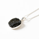 Rough Moldavite Pendant Necklace Side