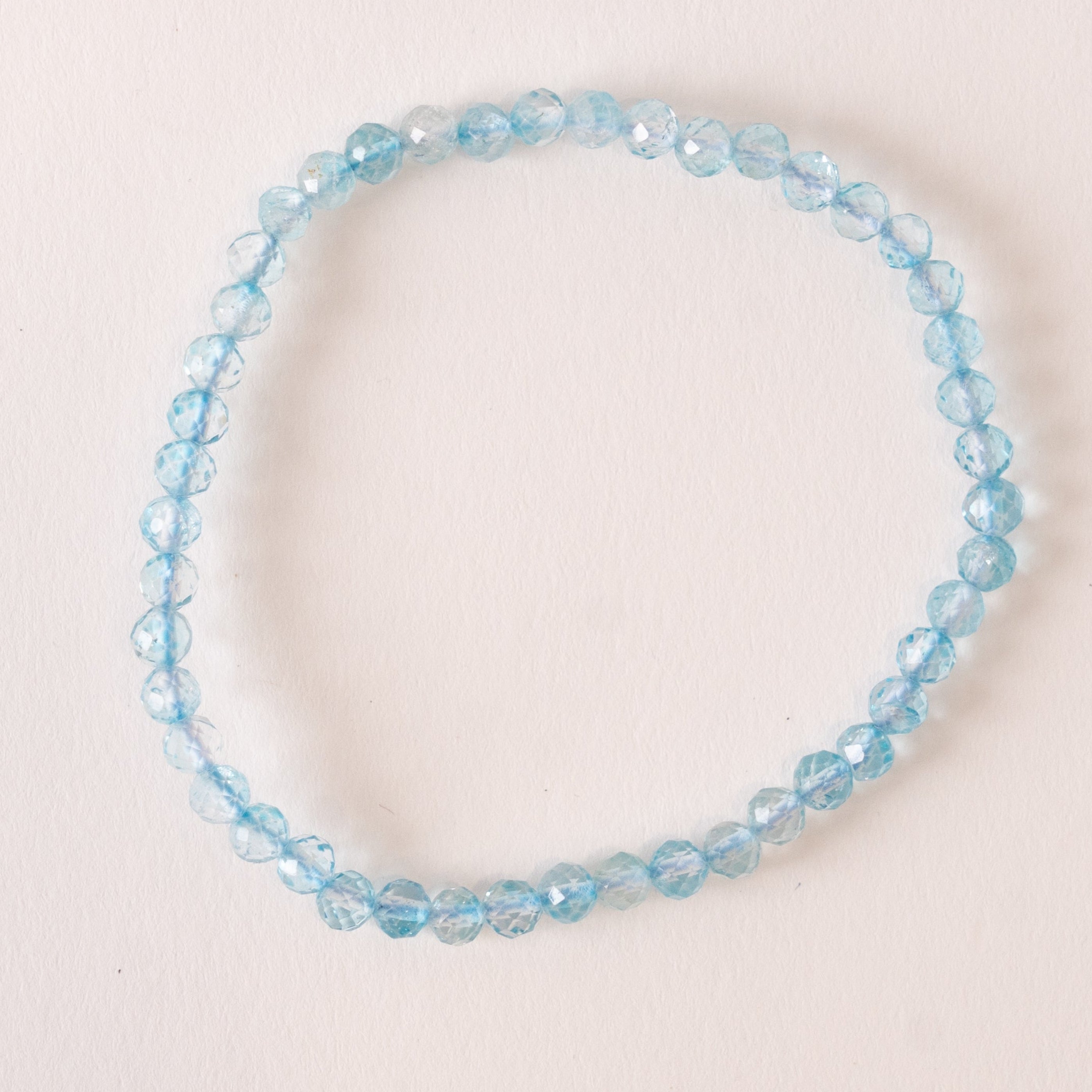 Aquamarine 4mm Smooth Bead Stretch Bracelet