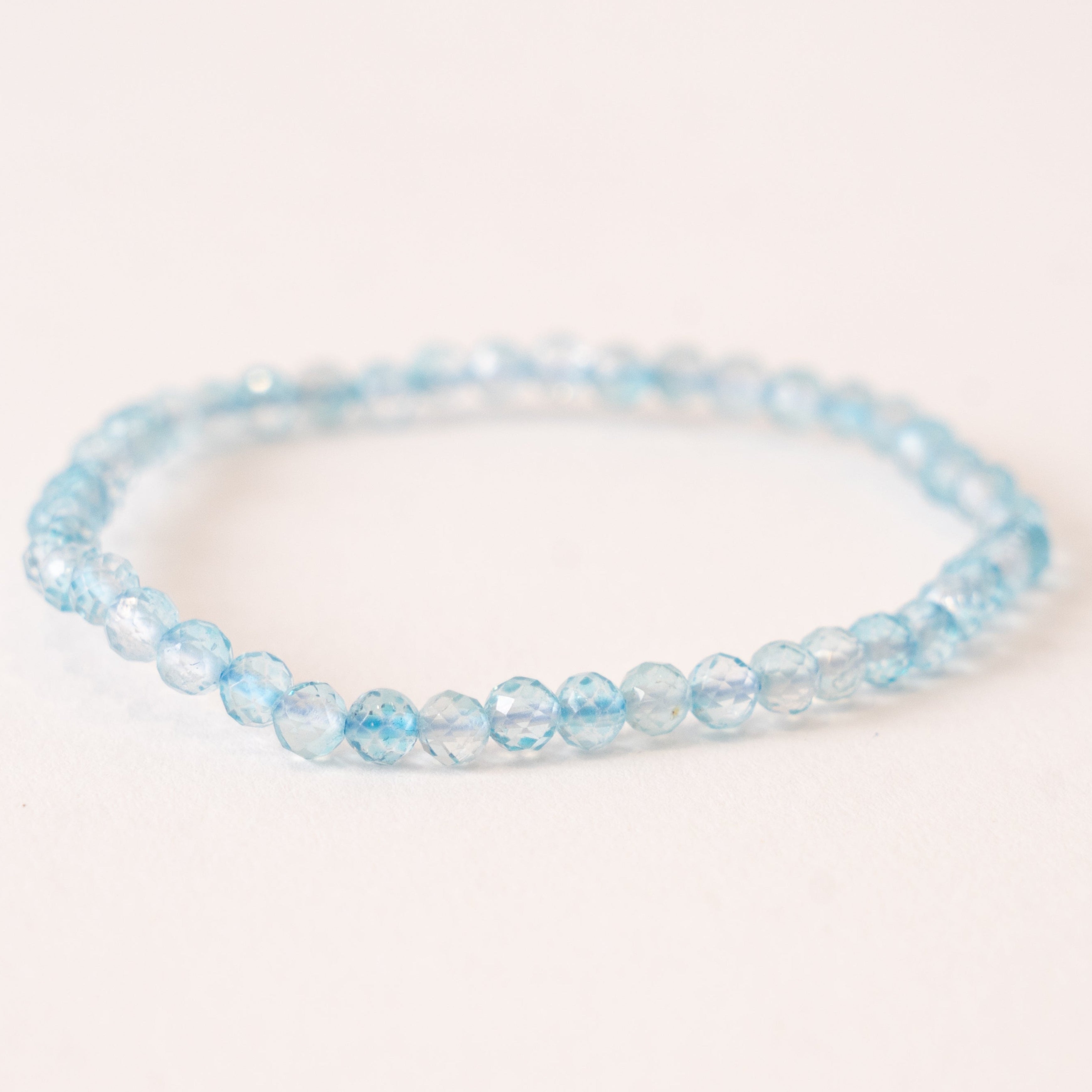 Aquamarine 4mm Smooth Bead Stretch Bracelet