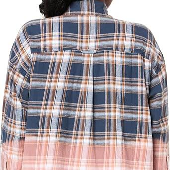 Navy Plaid Ombre Bleach Shirt Back View