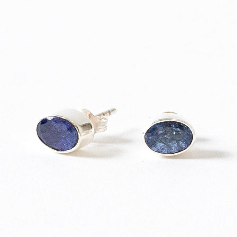 Tanzanite Faceted Oval Stud Earrings