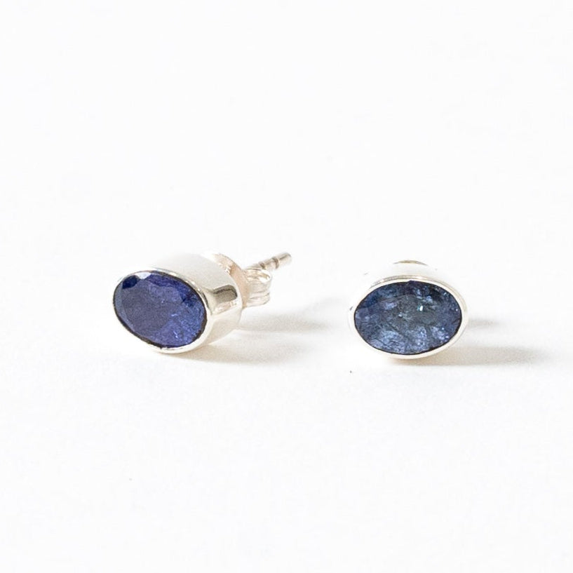 Tanzanite Faceted Oval Stud Earrings