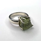 Natural Moldavite Ring angle view