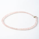 Morganite Faceted Rondel Bead Necklace Sterling Silver Clasp Side View
