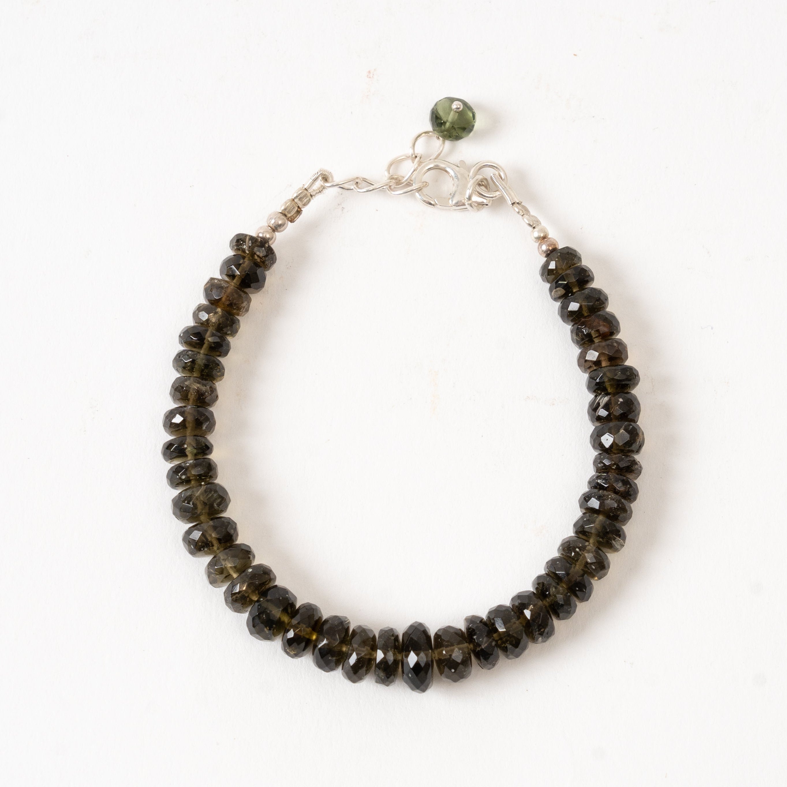 Moldavite Faceted Rondel Bracelet