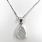 Rainbow Moonstone Faceted Teardrop Pendant Sterling Silver