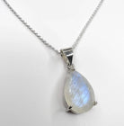 Rainbow Moonstone Faceted Teardrop Pendant Sterling Silver angle