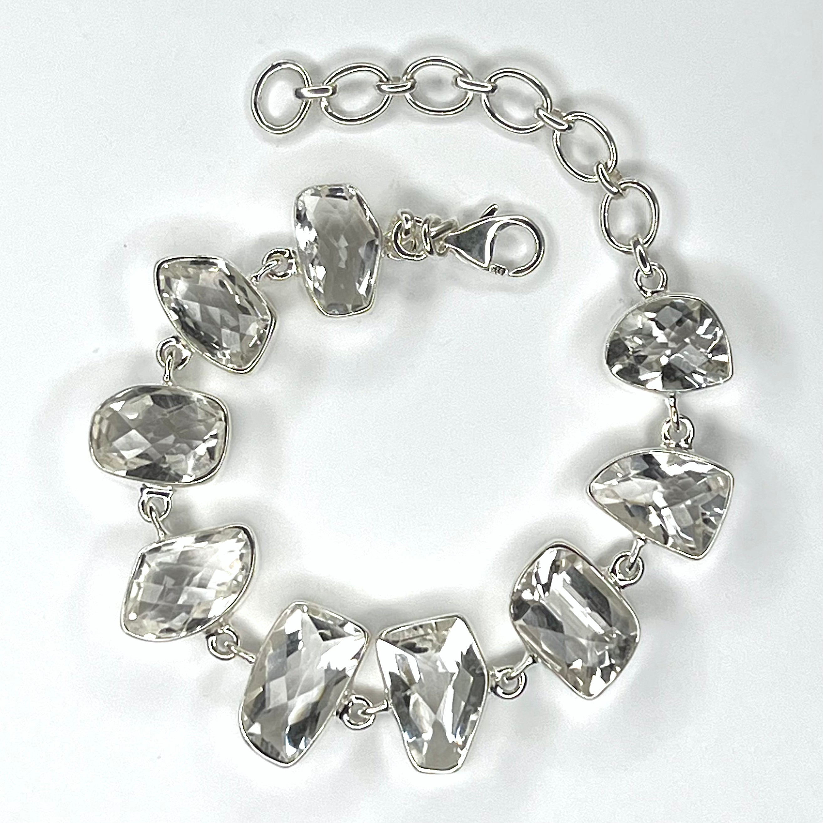 Herkimer Diamond Bracelet Sterling Silver 9-stone