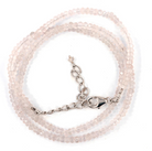 Rose Quartz 4mm Bead Necklace 18" Sterling Silver