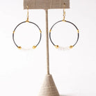 Moonstone Beaded Hoop Earrings with 14K Gold Vermeil Accents on Stand