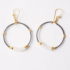 Moonstone Beaded Hoop Earrings with 14K Gold Vermeil Accents