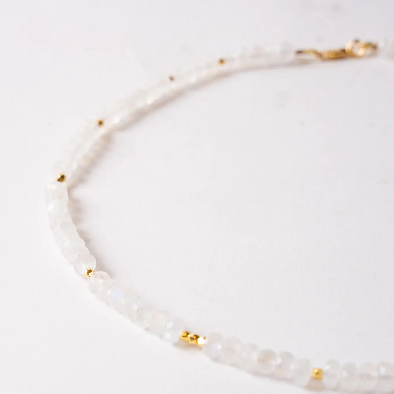 Moonstone Necklace 14k Gold 16.75"L with Extender Side View