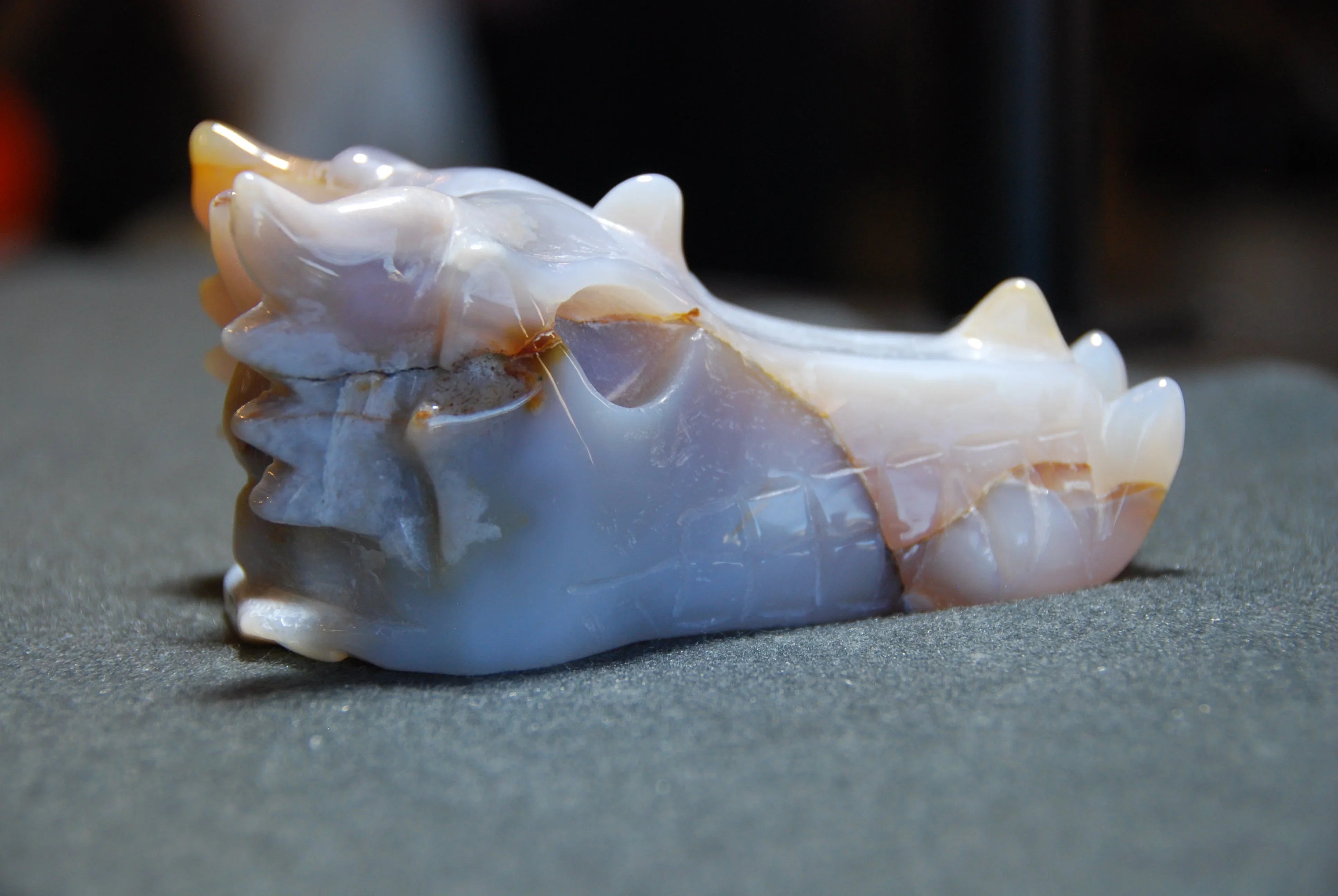 Agate Carved Stone Dragon Head