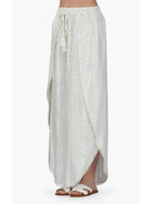 Ivory Wrap Pant With Lurex Metallic Thread in Ivory Side View