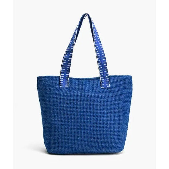 No Bad Vibes Evil Eye Blue Tote Bag in Jute Back View