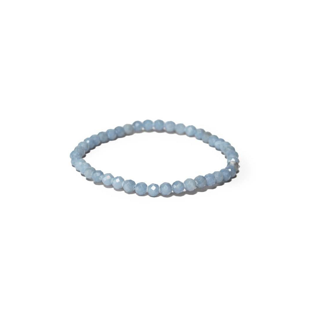 Angelite 4mm Faceted Bead Bracelet