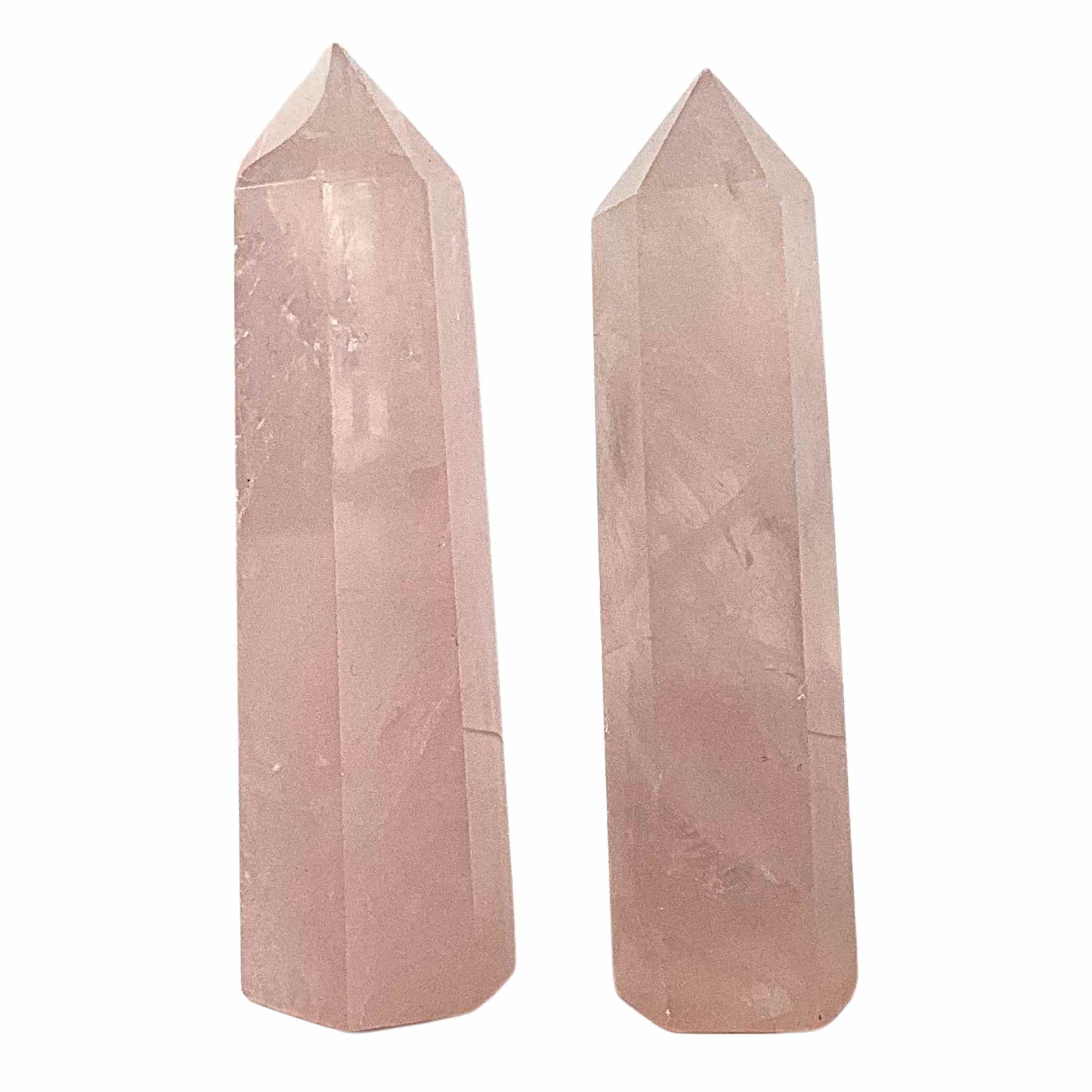 Rose Quartz Polished Points with Cut Base to Stand