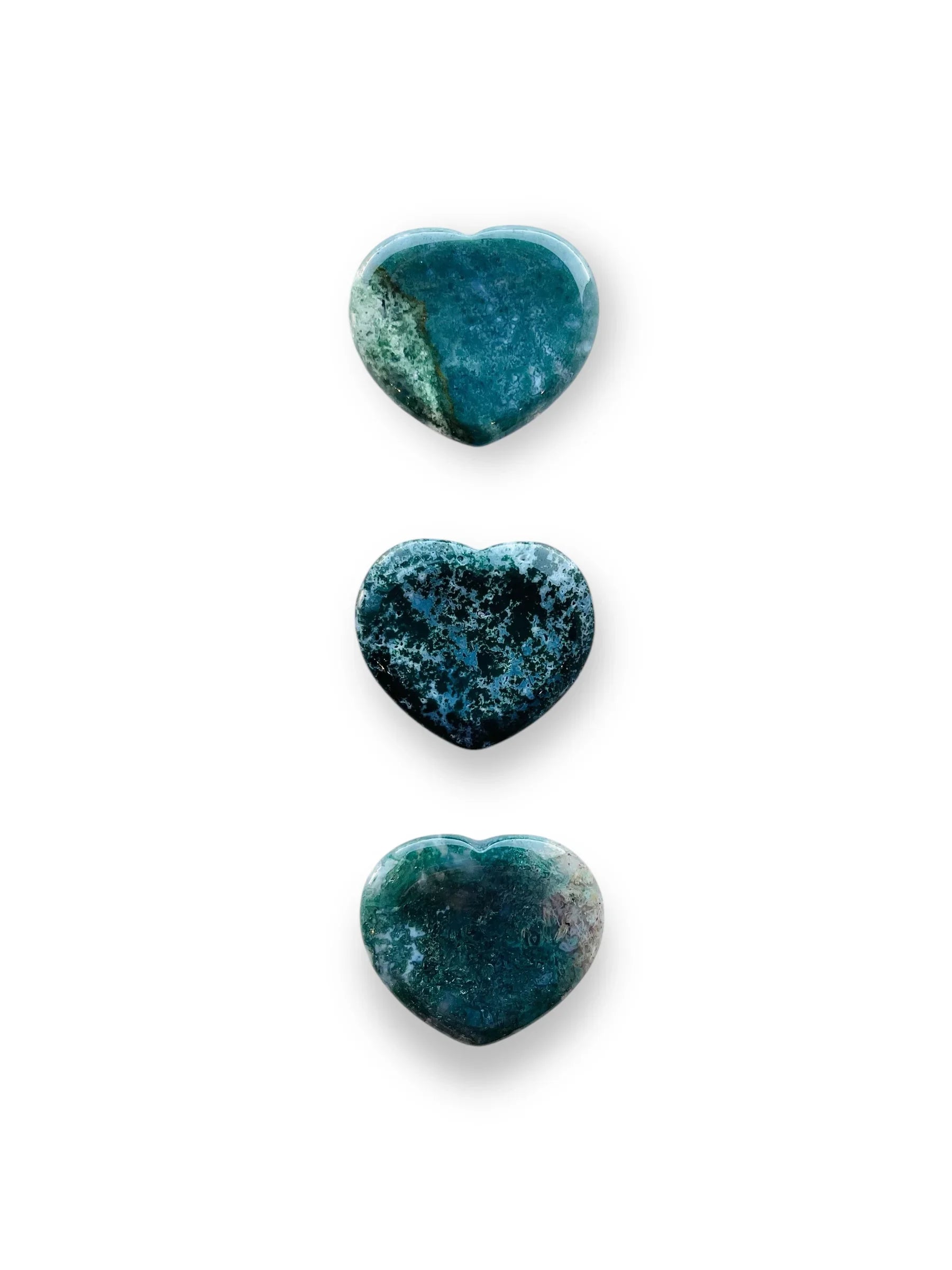 Moss Agate Heart Worry Stone