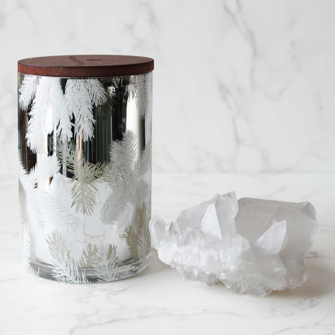 Frasier Fir Silver Statement Luminary Candle with Crystal