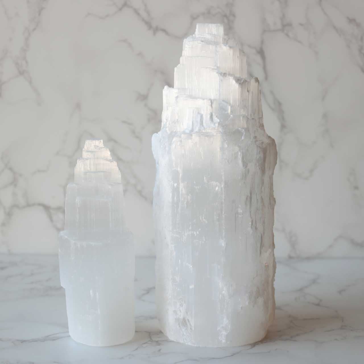 Two Selenite Stone Towers