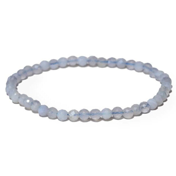 Blue Agate Lace Faceted 4mm Bead Stretch Bracelet