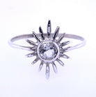 White Topaz Sun Burst Sterling Silver Ring