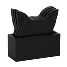 Black coaster set with holder on a white background