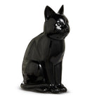 Glossy black cat figurine planter on a white background