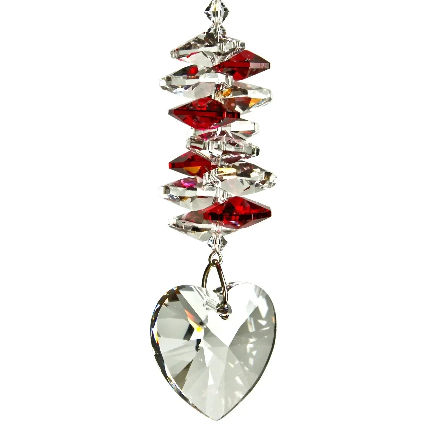 Ruby Crystal Hearts Cascade Sun Catcher