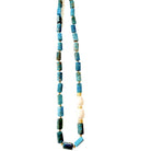 Apatite Square Bead necklace with natural pearl accents.