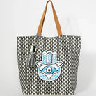 Black & Blue Sequin Hamsa Shopper Tote