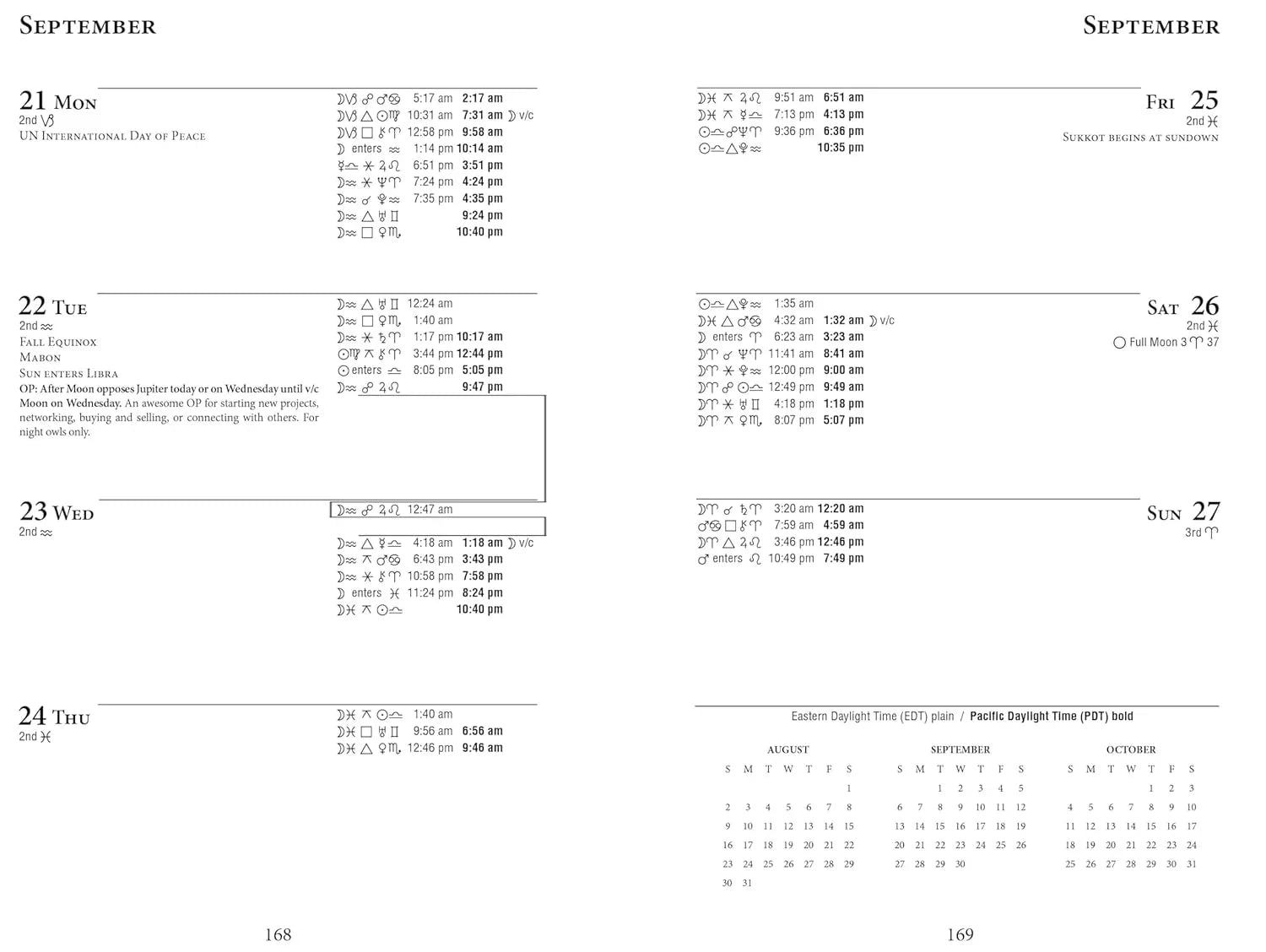 Llewellyn's 2026 Daily Planetary Guide day and week pages